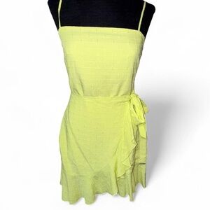 Hurley electric yellow Mini Wrap Front Summer Dress NWT Size Small